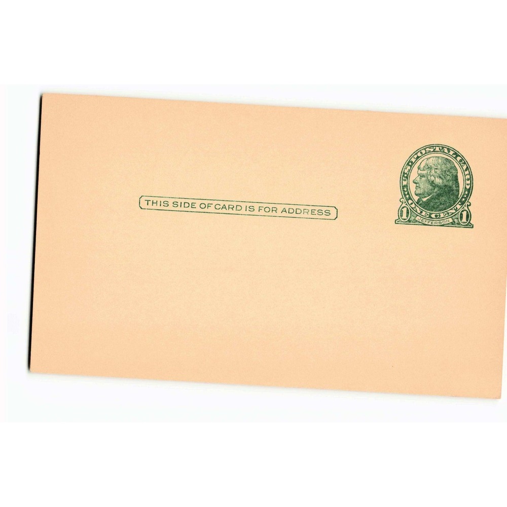 Vintage US One Cent Thomas Jefferson Green Postal Card Unposted Stationery